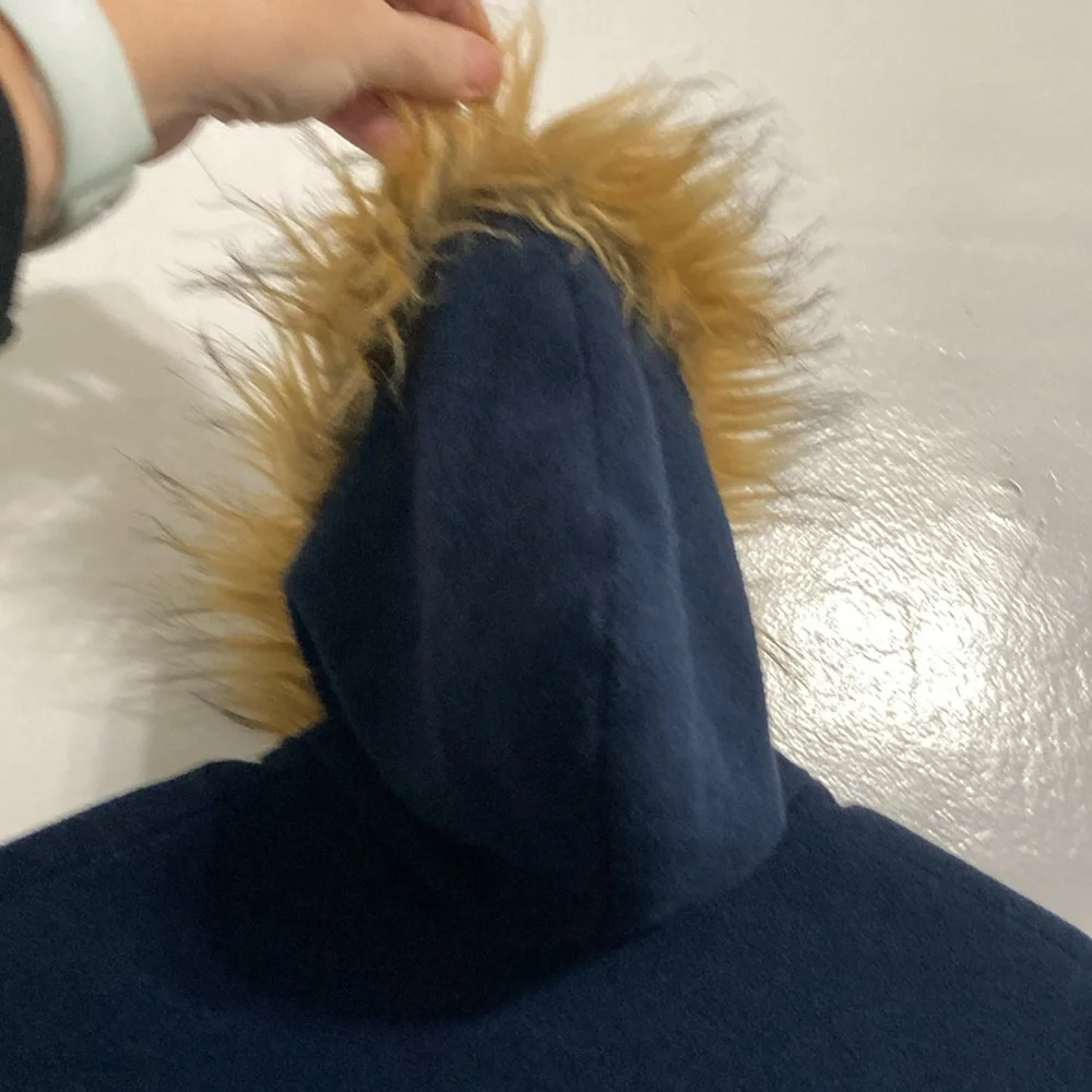 Adorable winter poncho like pea coat with a fuzzy hood size 5T